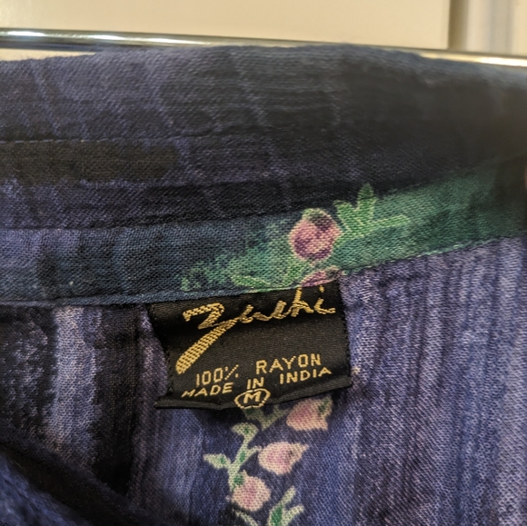 Vintage Blue Purple Floral Button Front Skirt - Picture 5 of 5